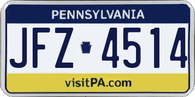 PA license plate JFZ4514