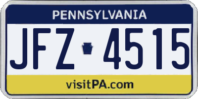 PA license plate JFZ4515