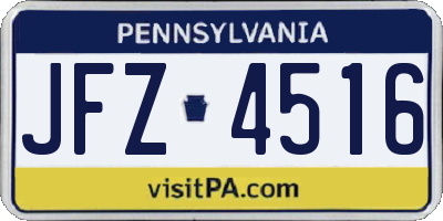 PA license plate JFZ4516