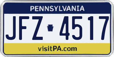 PA license plate JFZ4517