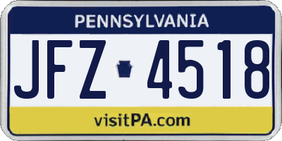 PA license plate JFZ4518