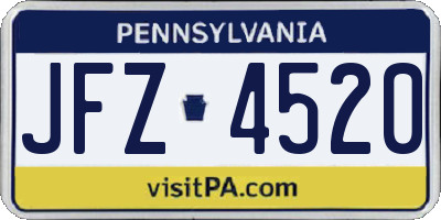 PA license plate JFZ4520