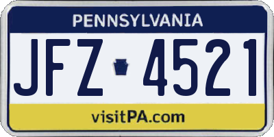 PA license plate JFZ4521