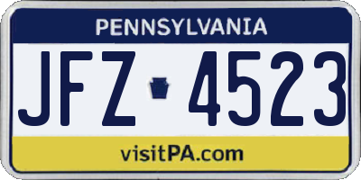 PA license plate JFZ4523
