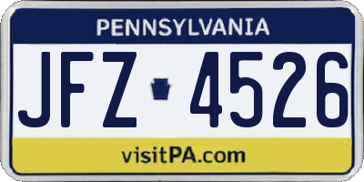 PA license plate JFZ4526