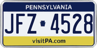 PA license plate JFZ4528