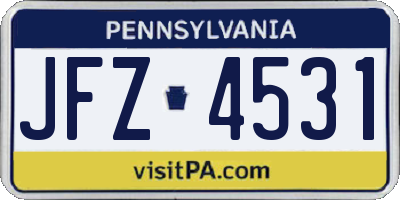 PA license plate JFZ4531