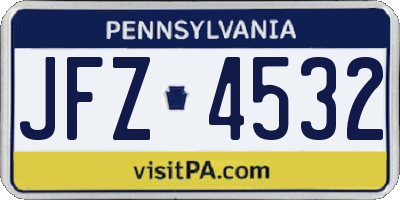 PA license plate JFZ4532