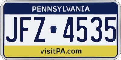 PA license plate JFZ4535