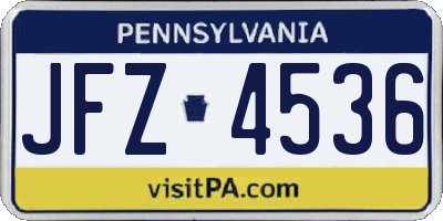 PA license plate JFZ4536