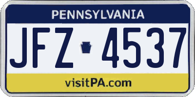 PA license plate JFZ4537