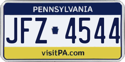 PA license plate JFZ4544