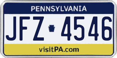 PA license plate JFZ4546