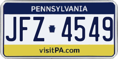 PA license plate JFZ4549