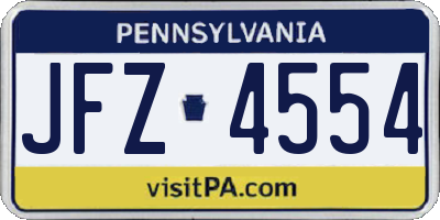 PA license plate JFZ4554