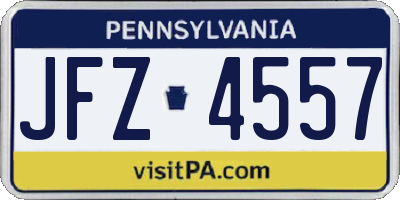 PA license plate JFZ4557