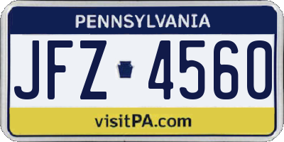 PA license plate JFZ4560