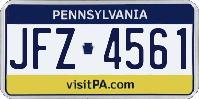 PA license plate JFZ4561