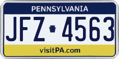 PA license plate JFZ4563