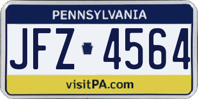 PA license plate JFZ4564