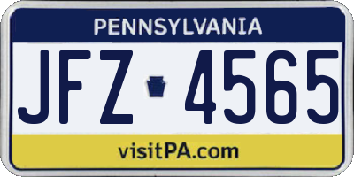 PA license plate JFZ4565