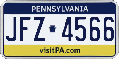 PA license plate JFZ4566