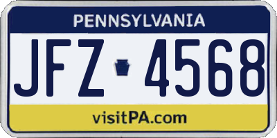 PA license plate JFZ4568