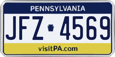 PA license plate JFZ4569