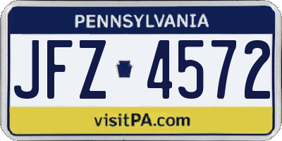 PA license plate JFZ4572