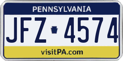 PA license plate JFZ4574