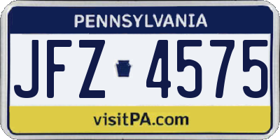 PA license plate JFZ4575
