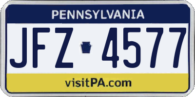 PA license plate JFZ4577