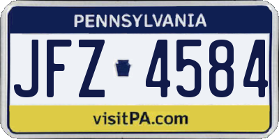 PA license plate JFZ4584