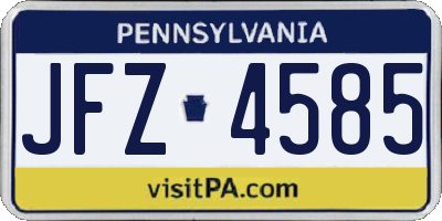 PA license plate JFZ4585