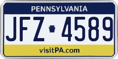 PA license plate JFZ4589