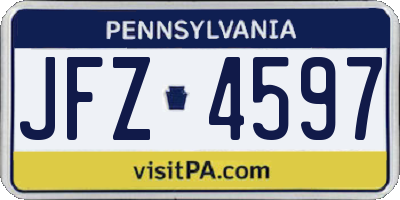 PA license plate JFZ4597