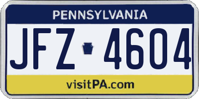PA license plate JFZ4604