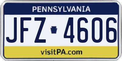 PA license plate JFZ4606