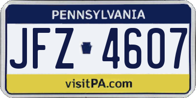 PA license plate JFZ4607