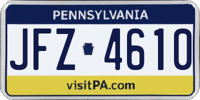 PA license plate JFZ4610