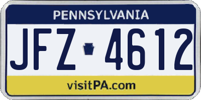 PA license plate JFZ4612