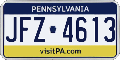 PA license plate JFZ4613