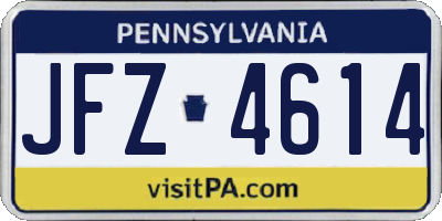 PA license plate JFZ4614