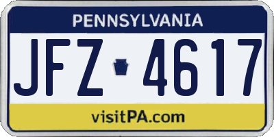 PA license plate JFZ4617