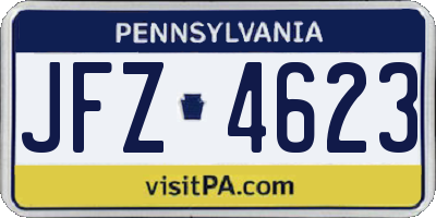 PA license plate JFZ4623