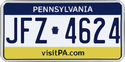 PA license plate JFZ4624