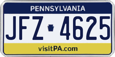 PA license plate JFZ4625