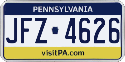 PA license plate JFZ4626