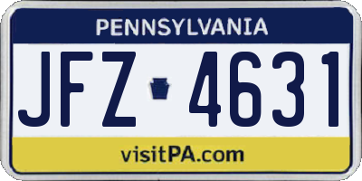 PA license plate JFZ4631