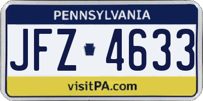 PA license plate JFZ4633